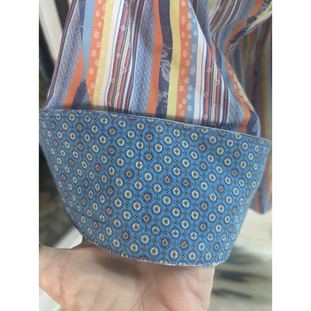 ROBERT GRAHAM 3X CLASSIC STRIPED BUTTON FRONT SHIRT Flip Cuffs Big And Tall - Picture 5 of 12